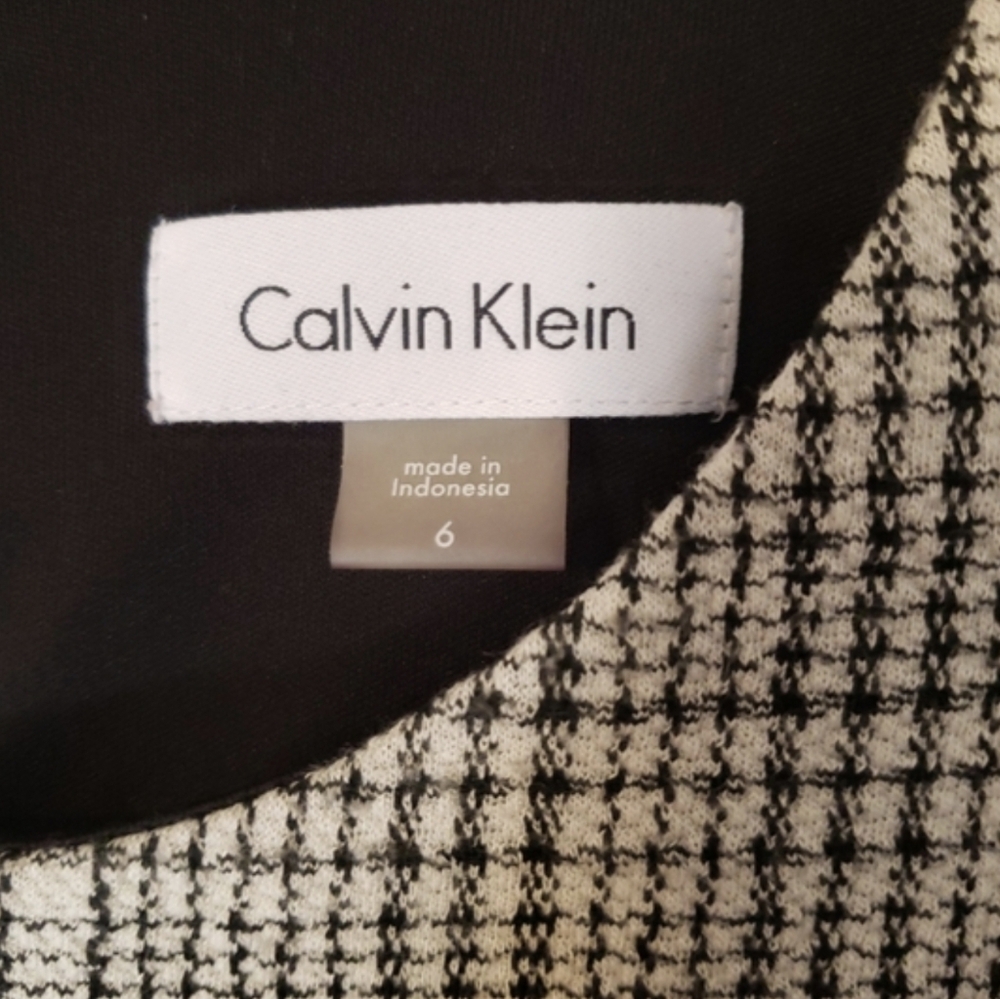 Calvin Klein Black and White Houndstooth Sleeveless Dress Size 6 - Picture 4 of 4